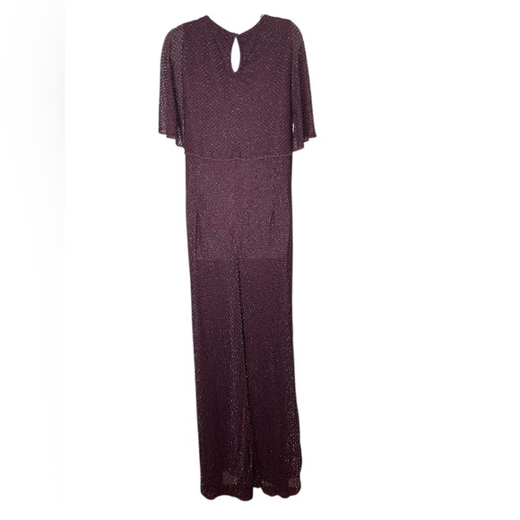 Mac Duggal New 5948 Purple Cape Sleeve Embellished Gown Size 16 - Picture 3 of 5